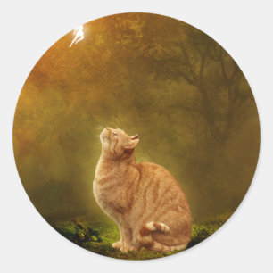 Katt och mjölk runt klistermärke