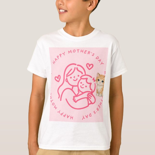 Katt och mor son design t-shirt (Framsida)