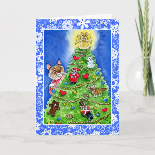 Katt- och möss Jul- eller Helgdag-kort Helgkort