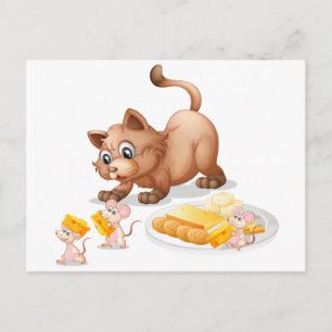 Katt och möss vykort