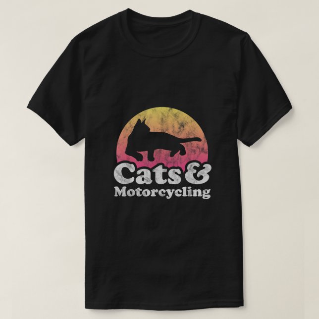 Katt och motorcyklar i Manar eller Katt- och motor T Shirt (Design framsida)