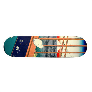 Katt och Mount Fuji 1857 Mini Skateboard Bräda 18,7 Cm