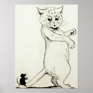Katt och mus av Louis Wain Poster