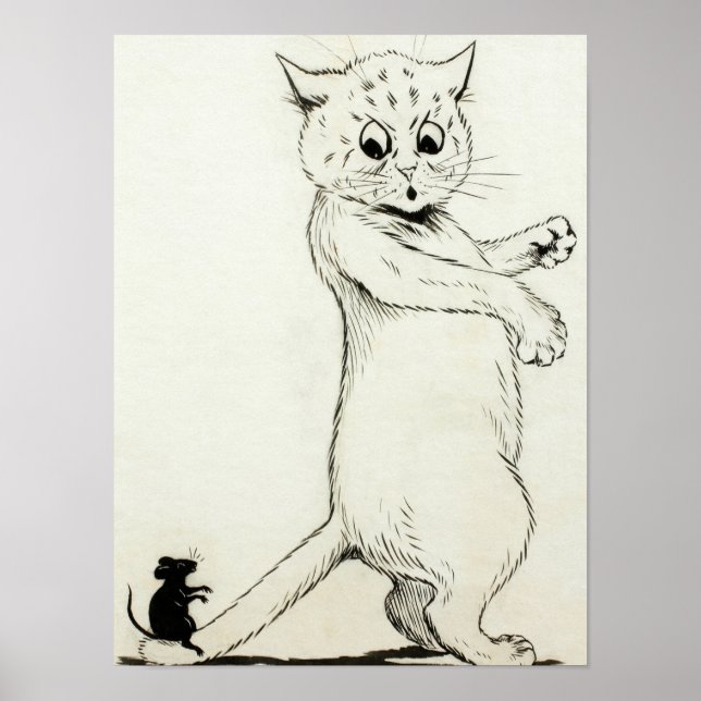 Katt och mus av Louis Wain Poster (Framsidan)