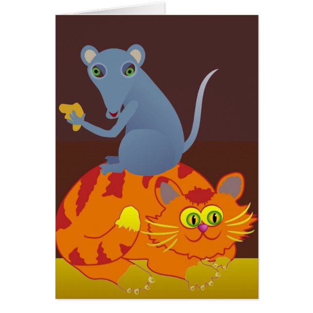 Katt och mus hälsningskort (Framsidan)