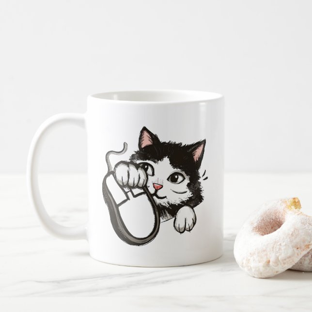 Katt och mus kaffemugg (Med munk)