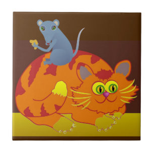 Katt och mus kakelplatta