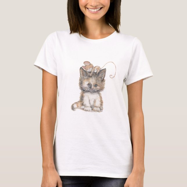 Katt och mus Kvinnor T-Shirt (Framsida)