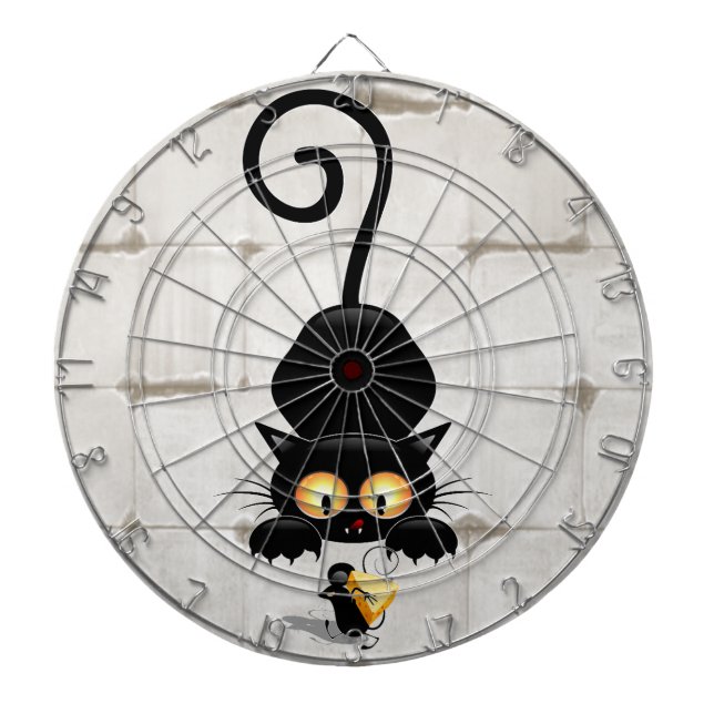 Katt och mus med ost Roligt Tecknade figurer Darttavla (Framsidan)