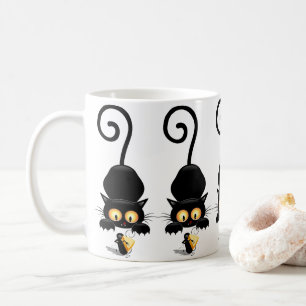 Katt och mus med ost Roligt Tecknade figurer Kaffemugg