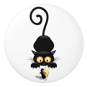 Katt och mus med ost Roligt Tecknade figurer Knopp