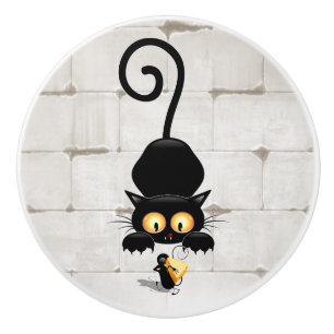 Katt och mus med ost Roligt Tecknade figurer Knopp