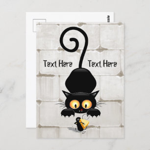 Katt och mus med ost Roligt Tecknade figurer Vykort