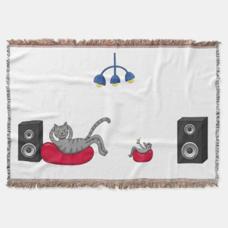 Katt och mus som lyssnar på musik Kasta filt