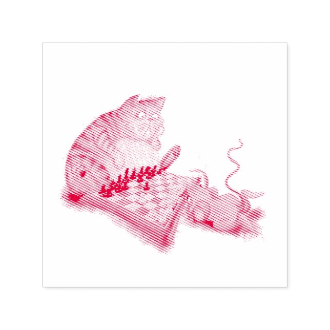 Katt och mus som spelar schess Tecknad Teckning Fu Självfärgande Stämpel (Design)