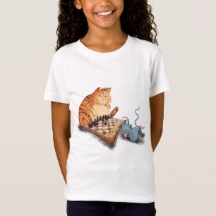 Katt och mus som spelar schess Tecknad Teckning Fu T Shirt