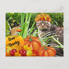 Katt och mus Thanksgiving / Ge tack collage Vykort