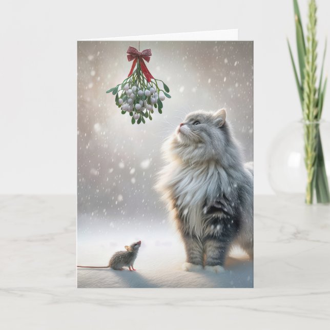 Katt och mus under viltmark helgkort (Framsida)