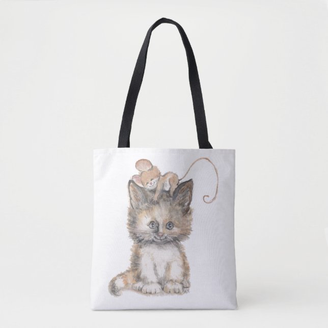 Katt- och musdesign på ett Tote/Bag Tygkasse (Framsida)