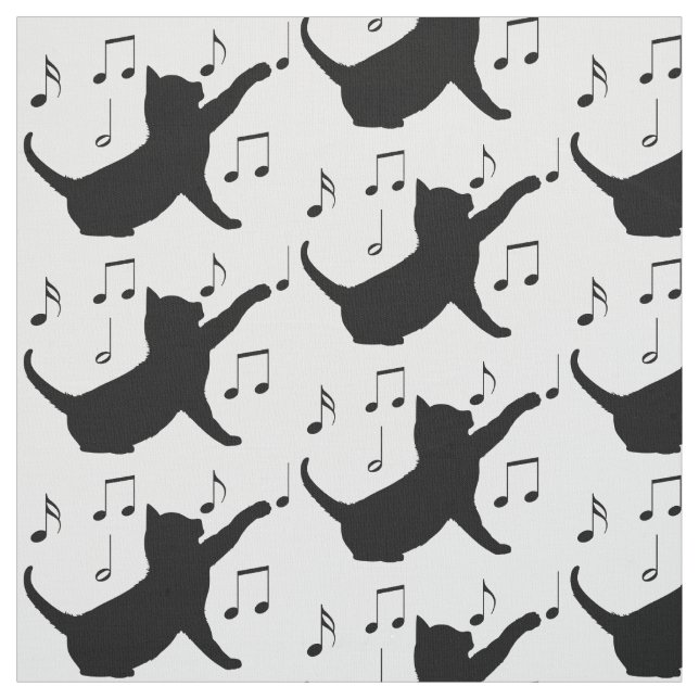 Katt och musik noter i Silhouette Tyg (Provkarta)