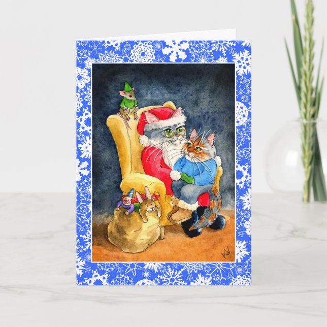 Katt och musjul- eller helgdagkort helgkort (Framsida)