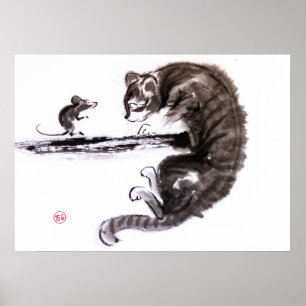 Katt- och musmålning poster