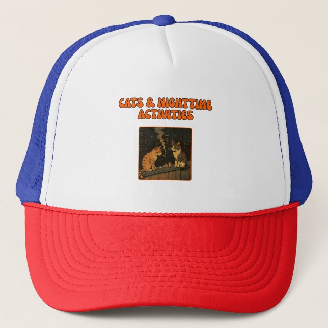 Katt- och Natt-verksamhet - Retro Funny Cat Art Keps (Framsida)