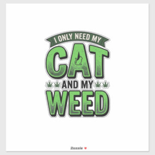 Katt Och Ogräs Vintage Gravyr T-Shirt Design_1 Klistermärken