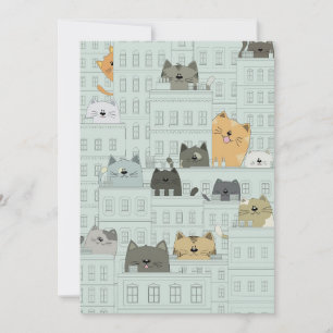 Katt- och överkätting och stad tack kort