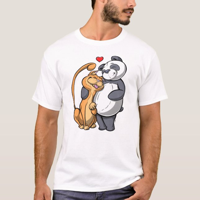 Katt och Panda Kärlek T-shirt (Framsida)