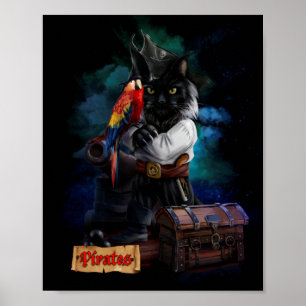 Katt och papegoja från pirat poster
