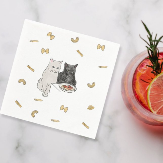 Katt och pasta, söt matchbox pappersservett (Skapare uppladdad)