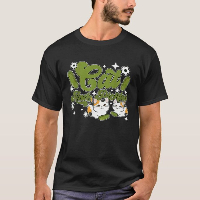 Katt Och Pickles Gurka Katt T Shirt (Framsida)