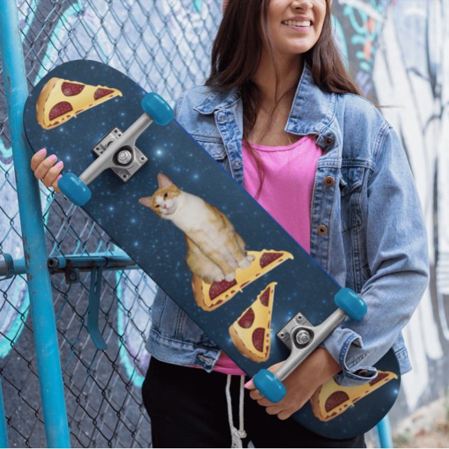 KATT OCH PIZZA I RYMDEN SKATEBOARD SKATEBOARD (Skapare uppladdad)