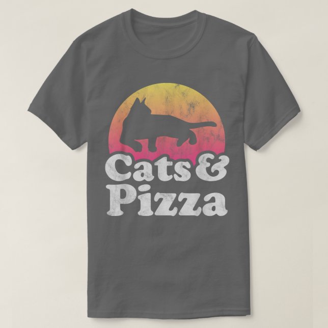 Katt och Pizza Manar eller Katt och Pizza T-Sh för T Shirt (Design framsida)