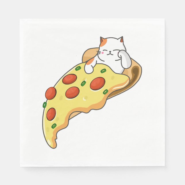 Katt och Pizza Pappersservett (Framsidan)