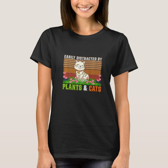 Katt- och plantkattkvinnor t shirt (Framsida)
