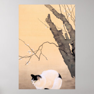 Katt- och plommonBlommar - Hishida Shunso Poster