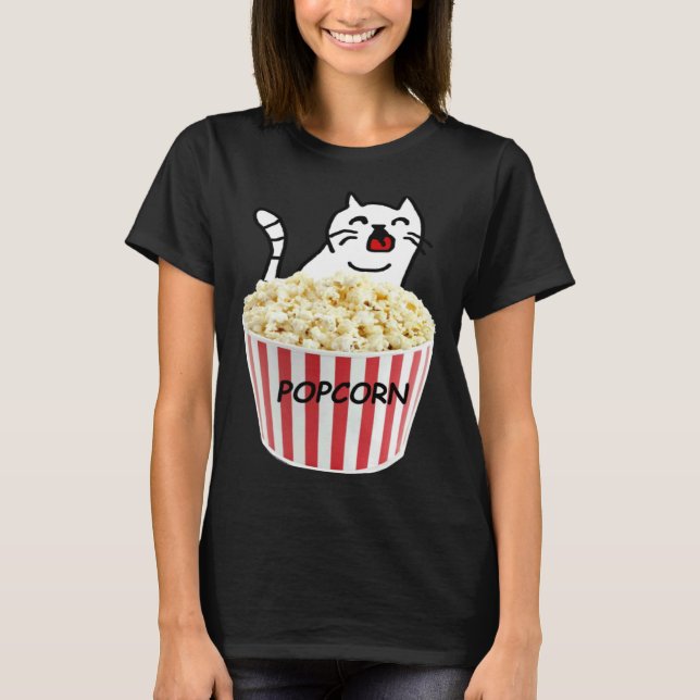 Katt och popcorn t shirt (Framsida)
