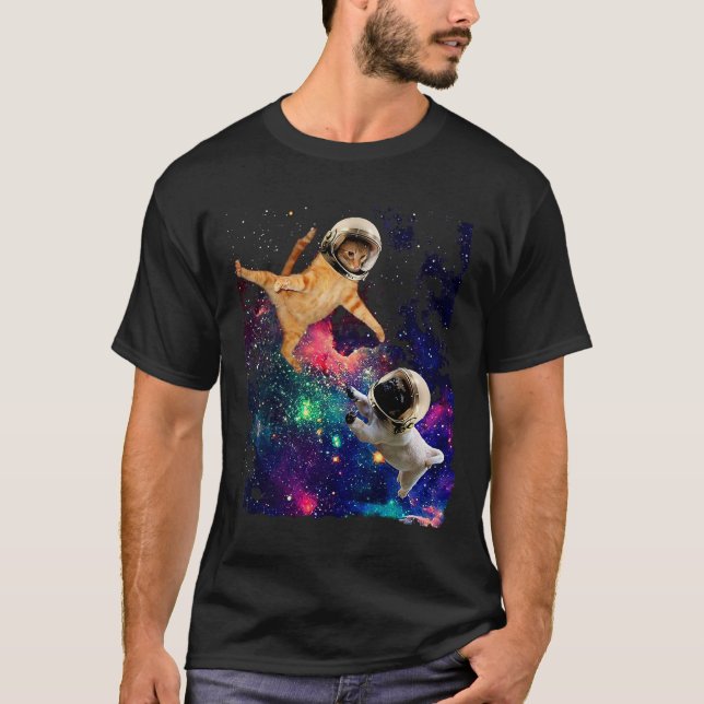 Katt- och Pug-astronauter T Shirt (Framsida)