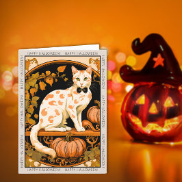 Katt- och Pumpkin Halloween-Helgdag-kort Helgkort