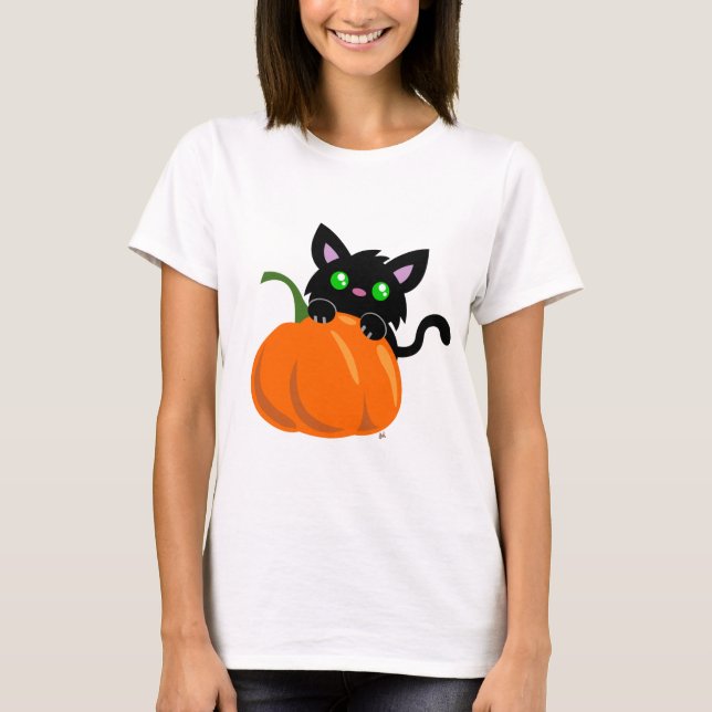 Katt och Pumpkin T-Shirt (Framsida)