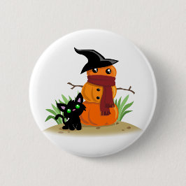 Katt och Pumpkinman-knapp Knapp