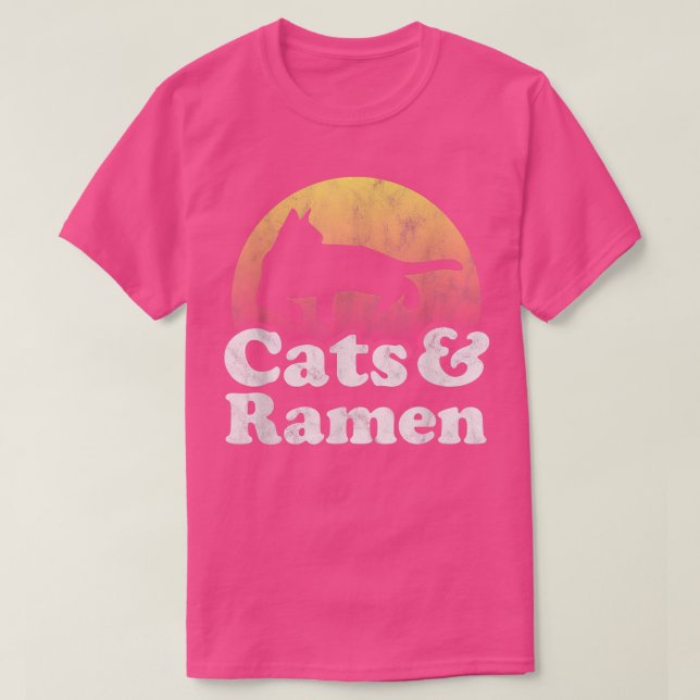 Katt och Ramen Manar, kvinnokatt och Ramen  T Shirt (Design framsida)