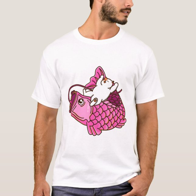 Katt och Rosa Koinobori T Shirt (Framsida)