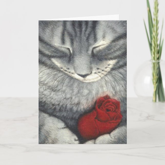 Katt och Rosenknopp Pet Sympathy Card Kort (Framsida)
