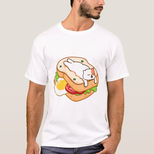 Katt- och sandwich-bröd t shirt (Framsida)