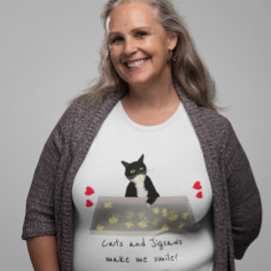 Katt och saws får mig att le kattpussel t shirt