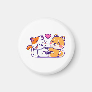 Katt Och Shiba Inu Magnet