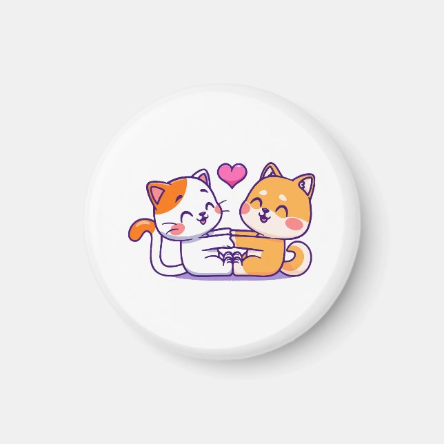 Katt Och Shiba Inu Magnet (Framsidan)